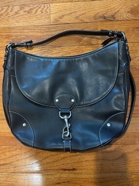 LAUREN Ralph Lauren Black Leather Hobo Shoulder Bag